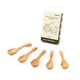 Orafie 3.7 Inch Small Wooden Spoons (5 Pcs) Handmade Mini Spoon for Condiments, Sauces, Salt, Sugar, Spices, Dips, Seasonings, Herbs, Garnishes