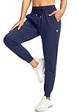 G Gradual Women's Joggers Pants with Zipper Pockets High Waisted Athletic Tapered Sweatpants for Women Workout Lounge (Navy, Large)