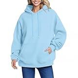 Cyber Of Monday Oversized Sweatshirt for Women Fall Graphic Print Long Sleeve Hoodies Casual Y2k Pullover with Pockets Y2k Hoodie Oversized Sweatshirts for Women Loose Fit Light Blue L