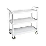 Amazon Basics 3 Shelves Utility Cart with 400 lbs Loading Capacity, Smooth move, Gray (Previously AmazonCommercial brand)