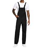 WORK IDEA Men's Bib Overalls Workwear Fashion Lightweight Jumpsuit with Pockets, Black, XXXL