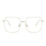 Dollger Blue Light Blocking Glasses for women Filter Blue Light Glasses Retro Metal square Frame Eyeglasses GOLD