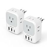 Italy Travel Plug Adapter 2 Pack, TESSAN Italy Power Adaptor with 4 Outlets 3 USB Charger (1 USB C Port), Type L Adapter for US to Chile Ethiopia Libya Syria Tunisia Uruguay