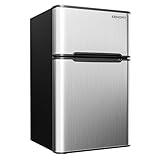 EUHOMY Mini Fridge with Freezer, 3.2 Cu.Ft Mini Refrigerator fridge, 2 door For Bedroom/Dorm/Office/Apartment - Food Storage or Cooling drinks, Silver