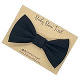 Handmade Pre-Tied Clip on Bow Tie for Baby to Young Boy (Small, Black)