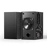 Elimavi 30W X 2 Powered Bookshelf Speakers - 3.5-RCA Input for Turntable, TV, PC, Record Player Speakers with 4 Inch Woofer & Wall Mounted