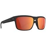 Spy Optic Men's Region XL Rectangular Sunglasses, Translucent Matte Black Happy Boost Polar Orange Mirror, 62 mm