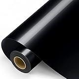 Black Permanent Vinyl - Glossy Black Adhesive Vinyl Roll for All Cutting Machine, Permanent Outdoor Vinyl 12" x11FT for Decor Sticker, Car Decal, Scrapbooking, Signs, Glossy & Waterproof