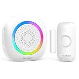 TECKNET Door Chimes When Door Opens, Wireless Door Sensor Chime Alarm with 1000Ft Range, 61 Songs, 5 Volume Levels, RGB Light, Door Chime for Business/Store/Home/Office When Entering