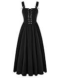 Scarlet Darkness Cottagecore Dress Renaissance Costume Women Lace Up Fishbone Medieval Corset Dress Black L
