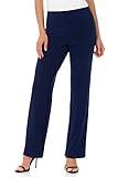 Rekucci Travel in Style Women's Soft Knit Classic Straight Leg Pant (X-Large, Navy)