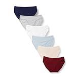 Amazon Essentials Women's Cotton Bikini Brief Underwear (Available in Plus Size), Pack of 6, Cool Colors/Warm Shades, X-Large