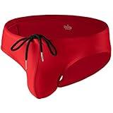 Summer Code Mens Solid Swim Briefs Drawstring Bikini Sport Swimsuit Red