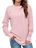 AURUZA Sweatshirt for Women Long Sleeve Crewneck Sweatshirt Women Causal Loose Fit Pullover Tunic Top Fall Clothes Shirts, M, Pink