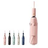 French Style Travel Compact Folding Umbrella with 7CM(2.76in) Hook and Loop Strips/8Ribs/Lightweight Portable/Auto Open Close/UV Protection/UPF 50/Parasol/Waterproof/Rain Sun/Backpack/Car/Women Kid