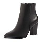 DREAM PAIRS Women's Ankle Boots Chunky Block Heel Booties,Size 7.5,Black/Pu,ANITA