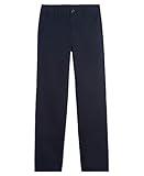 Nautica Boys' Big Flat Front Stretch Twill Chino Khaki Pant, Navy, 14