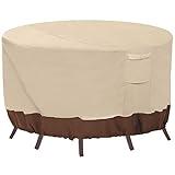 Vailge Round Patio Furniture Covers, 100% Waterproof Outdoor Table Chair Set Covers, Anti-Fading Cover for Outdoor Furniture Set, UV Resistant, 62"DIAx28"H,Beige & Brown