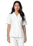 Adar Uniforms Universal Scrubs for Women - Lapel Collar Buttoned Scrub Top 2629 White L