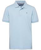 Tommy Hilfiger Boys' Short Sleeve Ivy Polo Shirt, Capri Blue Stretch, 12-14