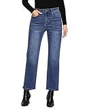 GRAPENT Straight Leg Jeans for Women Womans Pants with Forward Seams Womens Stretchy Jeans Womens Pants Womens Trendy Clothes Boyfriend Jeans for Women Loose Fit Color Classic Blue Small Size 4 to 6