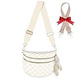 X-KIDS Checkered Crossbody Bag Bum Bags for Women Large Nylon Checkered Purse Fanny Packs Sling Bag, Bonus with a Extra Strap
