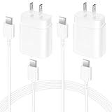 2 Pack USB C Charger, 25W Type C Charger Fast Charging with 6FT USB C Android Phone Fast Charger Cable for Galaxy S24 Ultra/S23+/S22/S21/S20-White