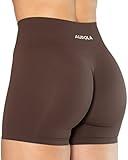 AUROLA Dream Collection Women Workout Shorts High Waist Gym Shorts, Scrunch Butt Seamless Athletic Shorts,Java Coffee,M