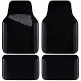 CAR PASS Waterproof Universal Fit Car Floor Mats, Faux Leather Car Carpet Mats, Black Car Mats with Anti-Slip Nibbs Backing & Driver Heel Pad Fit for SUV,Vans,sedans, Trucks,Set of 4pcs(All Black)