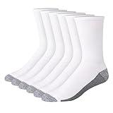 Hanes mens Hanes Men's Socks, 6-pair Pack Max Cushion Crew, White/Grey Foot Bottom, 6 12 US