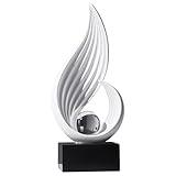 Modern Abstract Art Sculptures, Gold Entryway Table Accents, White Shelf Decor Accents, Abstract Art Resin Sculpture for Dining Room, Office & Coffee Table – Centerpiece Fireplace Decor (White)