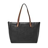 Fossil Women's Rachel Leather Tote Bag Purse Handbag, Black/Brown (Model: ZB7507001)