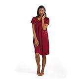 Miss Elaine Women's Plus Size Tricot Short Nightgown (3X, Dark Cherry)