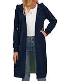 Zeagoo Hoodies for Women Fashion Sweater Coat: Comfortable Full Zip Up Hoodie Womens Long Fleece Sweatshirt with Pockets Navy