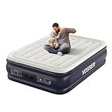 VOSSER Air Mattress Full with Built in Pump,18''Inflatable Mattress of Upgraded Vertical Beams,Self Inflatable/Deflation Blow Up Mattress in 3 Mins,Flocked Top Airbed with Carry Bag for Home, Camping