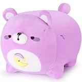Bear Plush Pillows-16''Bear Anime Plush, Purple Moon Bear Plushies Stuffed Animals, Cute Bear Plushies, Cute Kids Plushie Pillows Panda Plushie Chrismas Birthday Gifts Toys for Kids