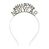 BinaryABC Happy New Year Headband Tiara,Rhinestone Star New Year Headband,New Years Eve Party Supplies(Black Silver)