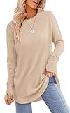 XIEERDUO Long Sleeve Shirts for Women Loose Fit Womens Fall Fashion 2024 Plus Size Tops Khaki 3XL