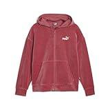 Puma Womens Essentials Elevated Velour Full-Zip Hoodie Casual Outerwear Casual Comfort Technology - Red - Size XS