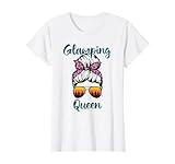 Funny Camping Hair Messy Bun Outdoor Glamping Queen T-Shirt