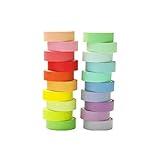 Baijixin Washi Tape Set 20 Rolls - 15 mm Rainbow Colors Washi Masking Tape Decorative Tape for Bullet Journal, Planner, DIY Arts Crafts, Scrapbooking, Holiday Decoration