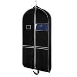 Zilink 43" Garment Bag Suit Bags for Travel with Pockets Breathable Dress Suit Cover for Storage with PVC Card Holder, Black