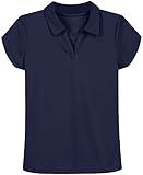 Nautica girls School Uniform Short Sleeve Performance Polo Shirt, Navy, 12 14 US