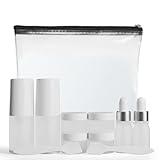 11 Piece Travel Skincare Containers Set - TSA Approved Toiletry Bag & Travel Size Toiletries Bottles - Airless Pump, Dropper Bottles & Travel Size Containers for Serums, Moisturizers, & Oils