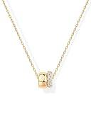 PAVOI 14K Yellow Gold Plated CZ Rondelle Pendant Necklace for Women | Two-Toned Dainty Necklaces | Cubic Zirconia Rondelle Pendant