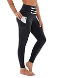 Viconow Compression Leggings for Women with Pockets, Tummy Control High Waisted Plus Size Shapewear Yoga Pants(S-3XL) Black