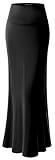 URBAN K Womens Basic Foldable High Waist Maxi Skirt Black