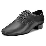 lalaball Men's Ballroom Dance Shoes Leather Lace-up Dancing Shoes Character Shoes for Latin Tango Salsa Waltz, Black 10.5 M US