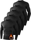 Dalavch 5 Pack Thermal Compression Shirts for Men Long Sleeve Running Gear Undershirt Base Layer for Winter Cold Weather 5 Black Large