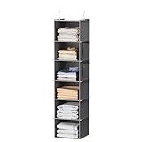 YOUDENOVA Hanging Closet Organizer and Storage, 6-Shelf Closet Hanging Storage Shelves, Grey